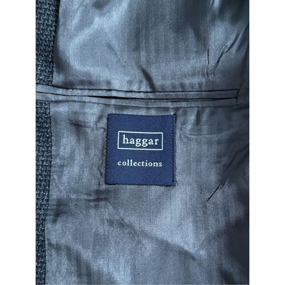 Vtg Haggar Houndstooth Blazer Jacket Mens 40R Gray Wool Blend Eclectic Grandpa - Picture 8 of 14